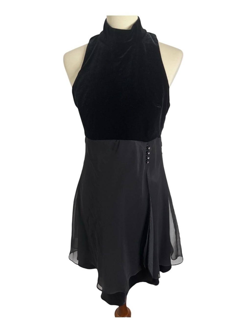 Betsy & Adam Black Velvet Halter Mini Dress Sz 13/14